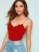 Scalloped Trim Rib-knit Cami Top