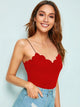 Scalloped Trim Rib-knit Cami Top