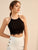 Contrast Lace Hem Knit Halter Top