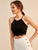 Contrast Lace Hem Knit Halter Top