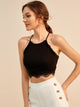 Contrast Lace Hem Knit Halter Top