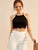 Contrast Lace Hem Knit Halter Top