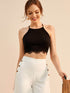 Contrast Lace Hem Knit Halter Top