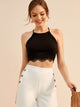 Contrast Lace Hem Knit Halter Top