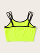 Neon Green Letter Print Double Strappy Crop Top