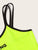 Neon Green Letter Print Double Strappy Crop Top