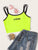 Neon Green Letter Print Double Strappy Crop Top