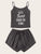 Slogan Print Cami Pajama Set