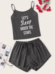 Slogan Print Cami Pajama Set