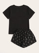 Cat Print Top & Shorts PJ Set