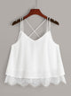 Lace Hem Criss Cross Back Strappy Top