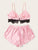 Eyelash Lace Striped Satin Lingerie Set