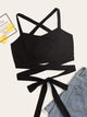 Solid Lace Up Knot Cami Top