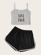 Letter Print Cami Pajama Set