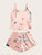 Crane Print Satin Cami PJ Set