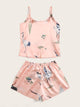 Crane Print Satin Cami PJ Set