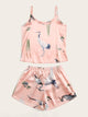Crane Print Satin Cami PJ Set