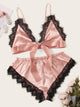 Eyelash Floral Lace Satin Lingerie Set