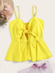 Tie Front Shirred Peplum Cami Top