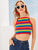 Rainbow Striped Contrast Binding Cami Top