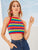 Rainbow Striped Contrast Binding Cami Top