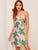4pcs Tropical Print Satin Pajama Set With Robe