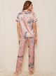 Crane & Tropical Print Satin Pajama Set
