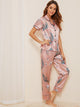 Crane & Tropical Print Satin Pajama Set