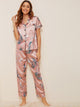 Crane & Tropical Print Satin Pajama Set