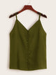 Solid Button Detail Chiffon Cami Top