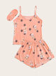 Rabbit Print Cami PJ Set With Eye Mask