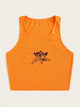 Neon Orange Angel Embroidery Knit Tank