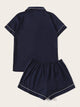Cat Patched Button-up PJ Set