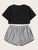 Crop Top With Contrast Binding Shorts PJ Set