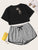 Crop Top With Contrast Binding Shorts PJ Set