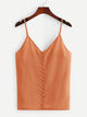 Solid Button Detail Chiffon Cami Top
