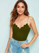 Scalloped Trim Rib-knit Cami Top