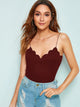 Scalloped Trim Rib-knit Cami Top