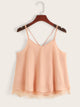 Lace Hem Criss Cross Back Strappy Top