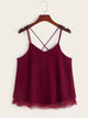 Lace Hem Criss Cross Back Strappy Top