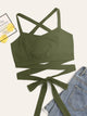 Solid Lace Up Knot Cami Top