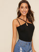 Strappy Neck Rib-knit Fitted Top