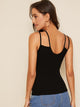 Strappy Neck Rib-knit Fitted Top