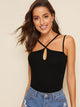 Strappy Neck Rib-knit Fitted Top