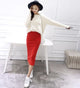 Chic Pencil Wool Rib Knit Long Skirt