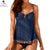 Women Vintage Floral Push Up Two Pieces Tankini Swimdress