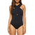 One Piece Swimsuit Black Red Solid Women Bathing Suits