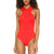 One Piece Swimsuit Black Red Solid Women Bathing Suits