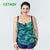 High Grade Leaf Print Cross Straps Slim Swimdress Two Piece