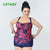 High Grade Leaf Print Cross Straps Slim Swimdress Two Piece